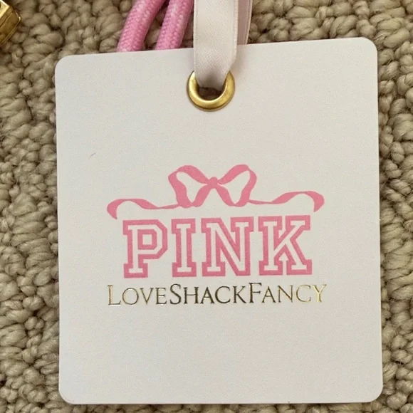 LoveShackFancy Pink Floral Card Holder with Gold Keychain - Picture 3 of 6
